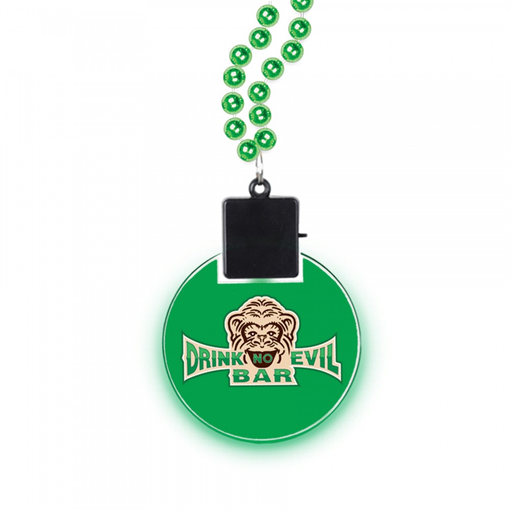 Beads w/2 1/2" Light-Up Medallion & A Custom Printed Decal Logo Branded