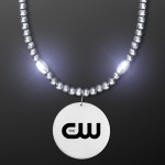 Logo Branded Light Up Silver Mardi Gras Beads - Overseas Imprint