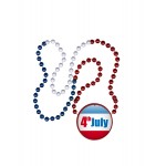 Mardi Gras Beads w/Inline Medallion (Red, White & Blue) Custom Printed