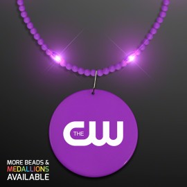 Custom Imprinted Still-Light Purple Beads with Medallion - Domestic Print