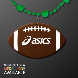 Green Football Party Bead Necklaces with Football Medallion - Domestic Print Custom Imprinted