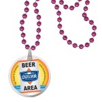 Round Mardi Gras Beads with Decal on Disk - Pink Custom Printed