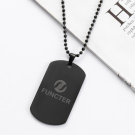 Logo Branded Polished Stainless Steel Pendant Bead Necklace