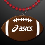 Logo Branded Football Shape Medallions with Beaded Necklace (Non Light Up) - Overseas Print