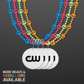 Custom Printed Peace Sign Bead Necklaces with Medallion (NON-LIGHT UP) - Domestic Print