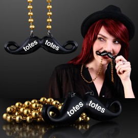 Beaded Black Mustache Necklaces - Domestic Print Logo Branded