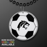 Soccer Ball Medallion with Black Beaded Necklace (Non Light Up) - Domestic Print Logo Branded