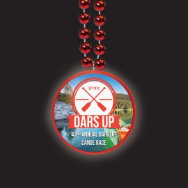 Logo Branded Red Frosted Glow Medallion Beaded Necklace (Full Color)  Logo Branded Red Frosted Glow Medallion Beaded Necklace (Full Color)