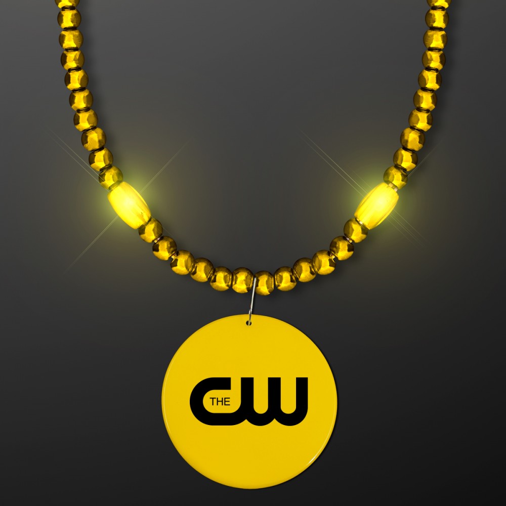 Groovy Golden Yellow LED Party Beads - Overseas Imprint Logo Branded Groovy Golden Yellow LED Party Beads - Overseas Imprint Logo Branded