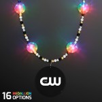 Multicolor Light Beads Necklace with Black Medallion - Domestic Print Custom Printed