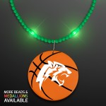Custom Imprinted Still-Light Green Beads with Basketball Medallion - Domestic Print