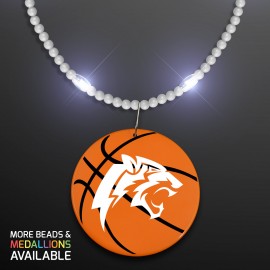 Still-Light White Beads with Basketball Medallion - Domestic Print Custom Imprinted