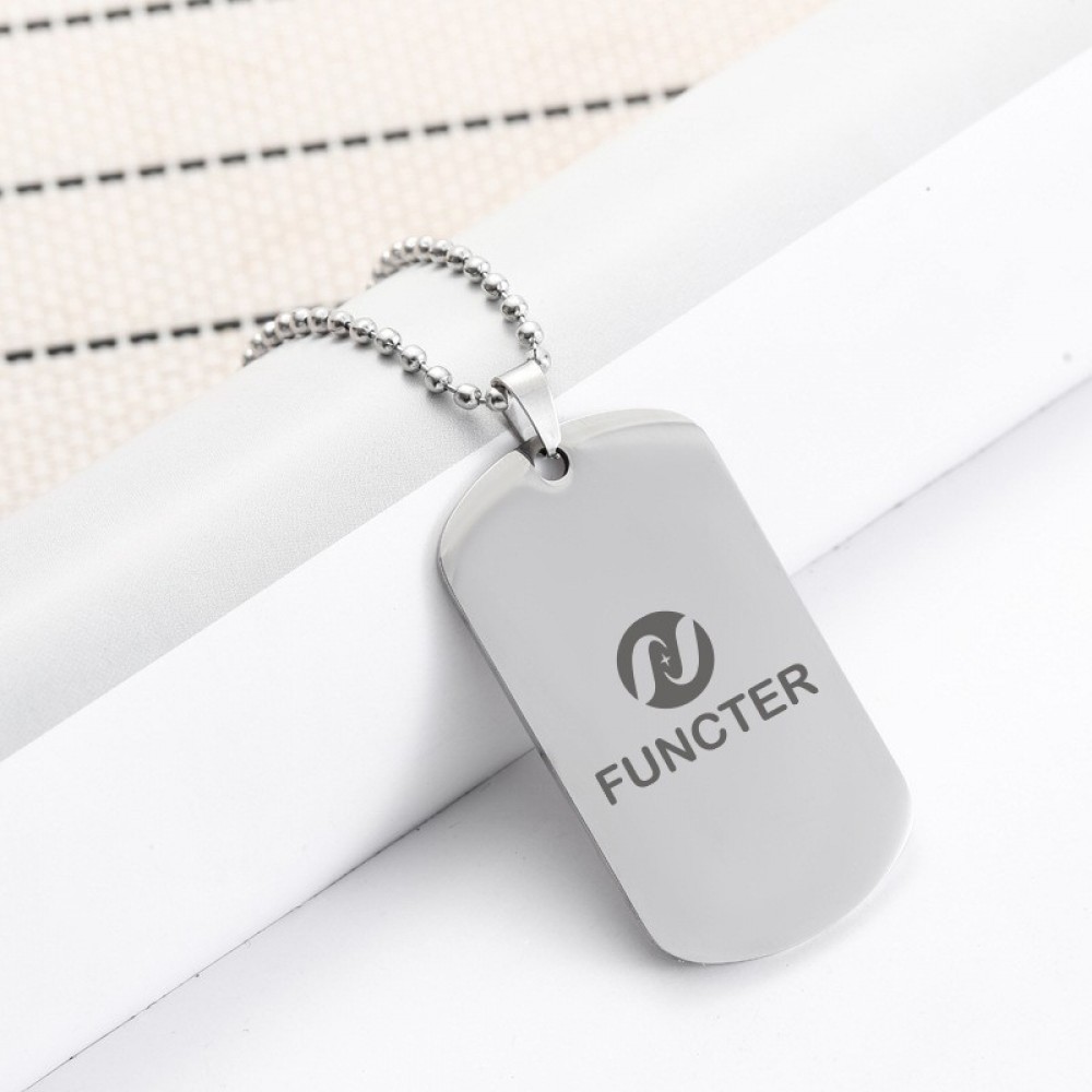 Polished Stainless Steel Pendant Bead Necklace Logo Branded