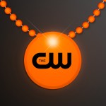 Orange LED Circle Badge with Beads - Overseas Imprint Custom Printed