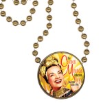 Round Mardi Gras Beads with Inline Medallion - Gold Custom Imprinted