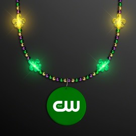 Light Up Fleur de Lis Jewelry with Green Medallion - Domestic Print Custom Printed
