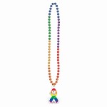 Custom Printed Rainbow Beads w/ a Custom Shaped PVC Medallion