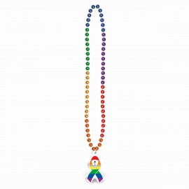 Custom Printed Rainbow Beads w/ a Custom Shaped PVC Medallion