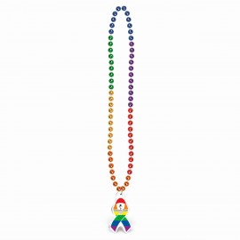 Rainbow Beads with a Custom Shaped Medallion Logo Branded