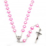 Custom Imprinted Heart-Shaped Rosary Beads Necklace