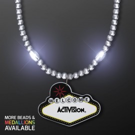 Logo Branded Silver LED Bead Necklace with Las Vegas Medallion