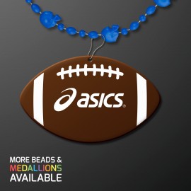 Custom Printed Blue Football Party Bead Necklaces with Football Medallion - Domestic Print