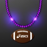 Custom Imprinted Purple LED Bead Necklace with Football Medallion - Domestic Print