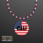 Patriotic Beads with Breakaway Clasp with USA Medallion - Domestic Print Custom Imprinted