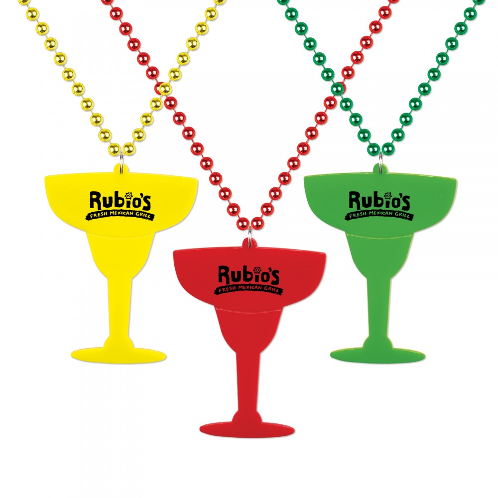 Logo Branded Margarita Glass Medallion Beads Logo Branded Margarita Glass Medallion Beads