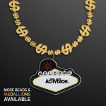 Shiny Gold Dollar Necklace with Vegas Sign Medallion - Domestic Print Custom Printed