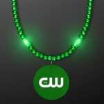 Custom Imprinted LED Green Glow Mardi Gras Beads - Overseas Imprint