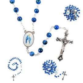 Logo Branded Lucite Cross Rosary Beads Necklace