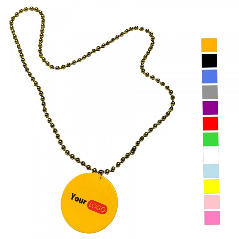 Custom Printed Mardi Gras Medallion Beaded Party Necklaces
