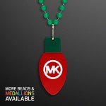 Red Bulb Medallion With J Hooks for Beads (NON-LIGHT UP) - Overseas Imprint Custom Printed