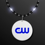 Black Tie Light Beads - White LEDs, Black & Silver Bead Detail - Domestic Print Custom Imprinted