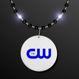 Black Tie Light Beads - White LEDs, Black & Silver Bead Detail - Domestic Print Custom Printed