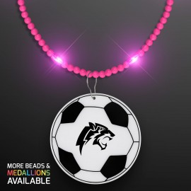 Logo Branded Still-Light Pink Beads with Soccer Ball Medallion - Domestic Print