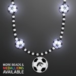 Custom Printed Light Up Soccer Ball Beads Necklace with Soccer Medallion - PRINTED