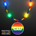 Custom Printed Bright Beads Rainbow Party Necklace with Medallion