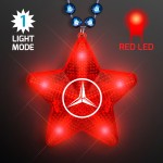 Logo Branded Flashing Red LED Star Pendant on Blue Party Beads