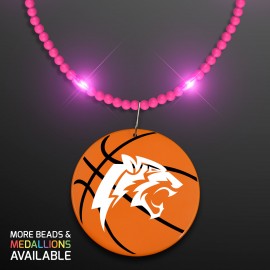 Still-Light Pink Beads with Basketball Medallion - Domestic Print Custom Printed