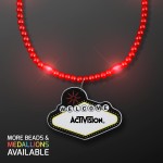 Custom Printed Red LED Bead Necklace with Las Vegas Medallion