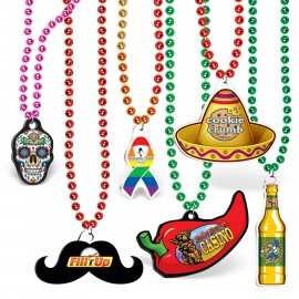 Custom Imprinted Mardi Gras Beads with a Custom Medallion