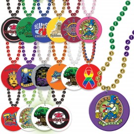 Custom Imprinted 33" Print-n-Toss Beads w/ a 4-Color Process Decal on the Medallion