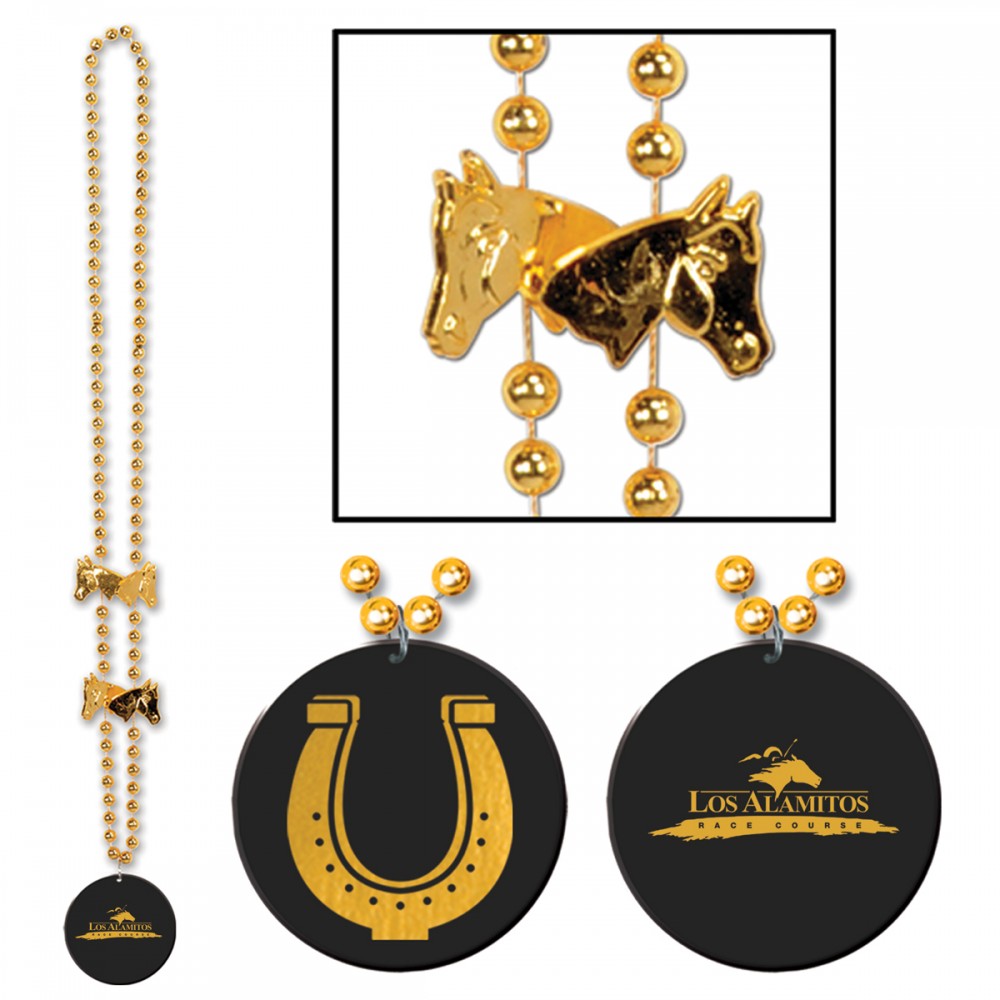 Beads w/A Horseshoe Medallion w/A Custom Direct Pad Print Logo Branded Beads w/A Horseshoe Medallion w/A Custom Direct Pad Print Logo Branded