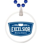 Custom Printed Round Mardi Gras Beads with Decal on Disk - Royal Blue