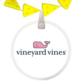 Cheese Wedge Shaped Combo Mardi Gras Beads w/Decal on Disk Custom Imprinted