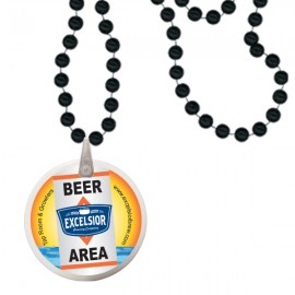 Custom Printed Round Mardi Gras Beads w/Decal on Disk