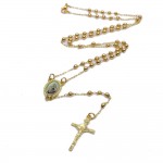 Gold Electroplating Cross Rosary Necklace Custom Imprinted