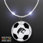 Still-Light White Beads with Soccer Ball Medallion - Domestic Print Logo Branded
